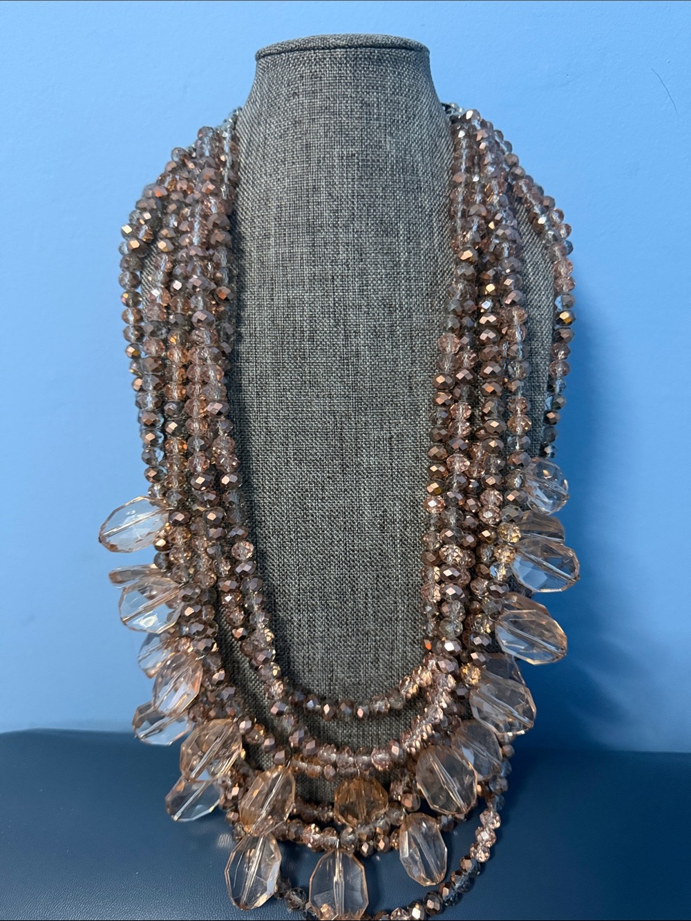 Sassy Jones Rose Gold Multi-Strand Crystal Necklace